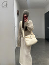 SWAYING 24 Autumn and Winter Shawl Collar Short Cardigan SW-SW24AW1T55-QH Light Gray